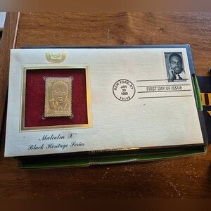 Malcolm X 1999 Black Heritage Gold Stamp